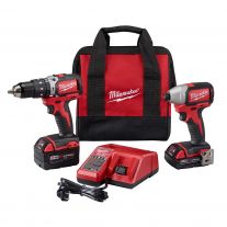 Milwaukee 2799-22CX M18 18-Volt 2 Amp Hour Compact Hammer Drill/Impact Driver 2-Tool Cordless Combo Kit