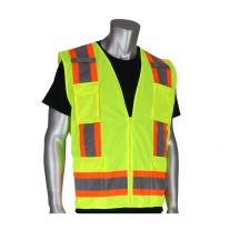 PIP 302-0500-YEL/2X Two Tone 6 Pocket Mesh Vest, Lime/Yellow, Size 2X-Large